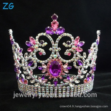 Couronne de mariage en cristal coloré Crystal pour les filles, couronnes de concours en gros, bijouterie bijoux en mariage de l&#39;usine de bijoux en Chine